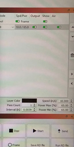 Speed and power settings